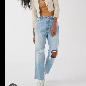 BDG high waisted slim straight jean- ribbed light wash
